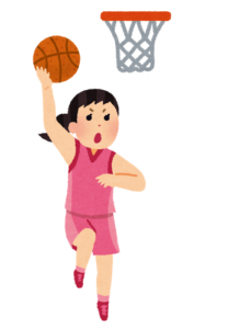バスケットボールをする女子イラスト
