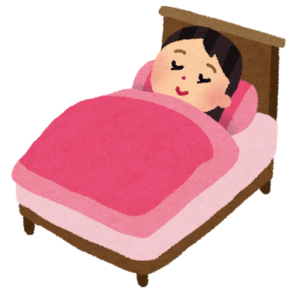 ベッドで寝る少女のイラスト