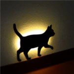 【2個セット】 猫 WALL LIGHT/LED照明 【2 てくてく】 音感センサー内蔵 自動消灯
